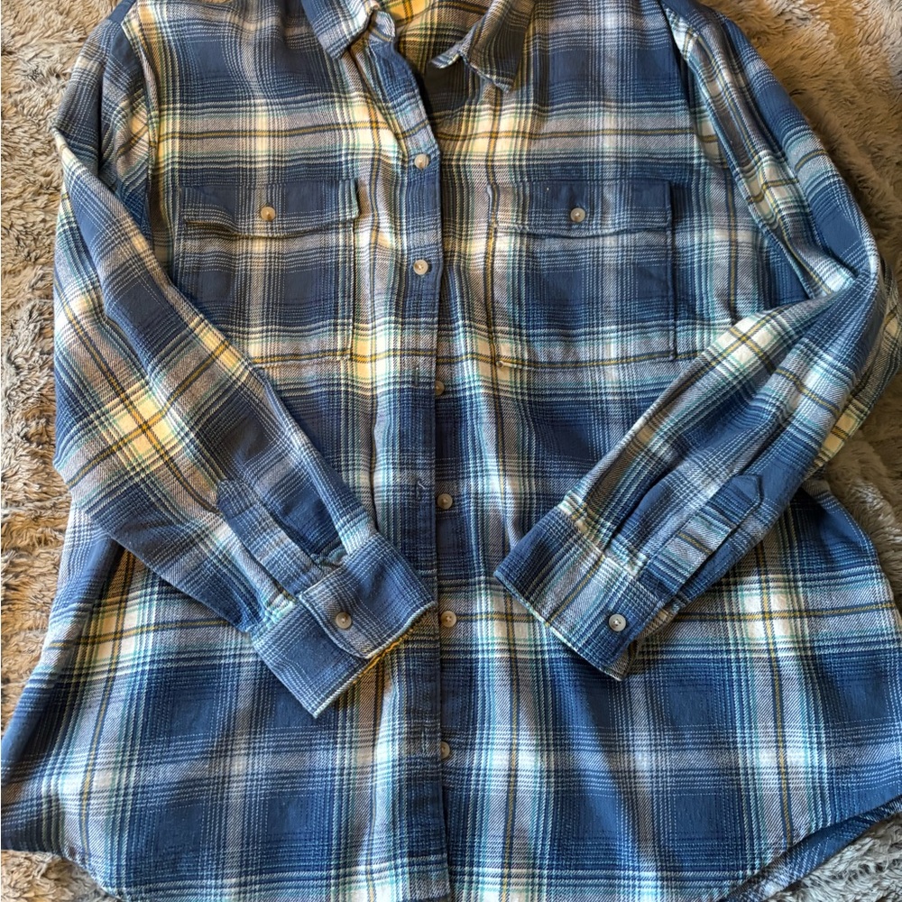 Old Navy Blue and Green Plaid Shirt